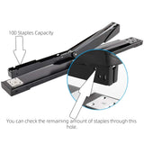 Long Reach Stapler - Office Desktop Stapler, Black, 25/50 Sheets Capacity, 24/6 and 24/8 Standard Staples, Built-in Ruler and Adjustable Paper Guide, Throat Depth up to 12.5"