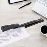 Long Reach Stapler - Office Desktop Stapler, Black, 25/50 Sheets Capacity, 24/6 and 24/8 Standard Staples, Built-in Ruler and Adjustable Paper Guide, Throat Depth up to 12.5"